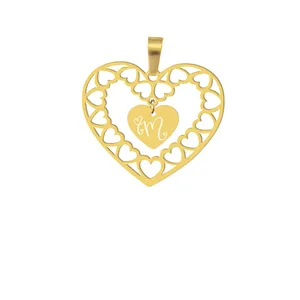 آویز گردنبند هایکا طرح قلب و حرف لاتین Mمدل ha192