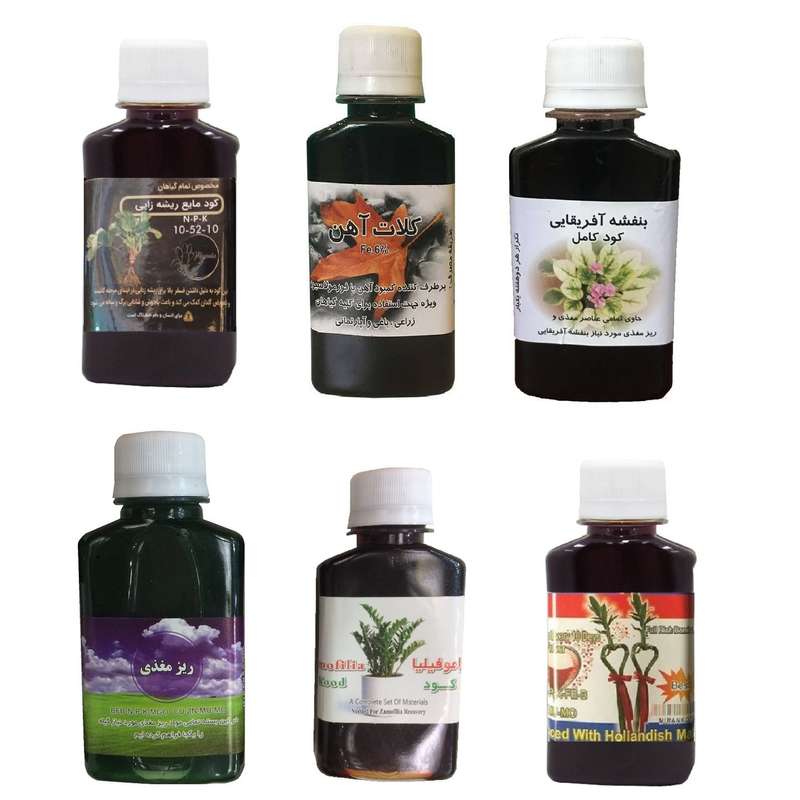 کود مایع فسفر ریشه زایی 10-52-10 و کلات آهن و بنفشه آفریقایی و ریز مغذی و زاموفیلیا و بامبو مدل life drope حجم 120 میلی لیتر