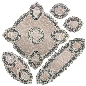  ست رومیزی 5 تکه مدل تور مخمل 