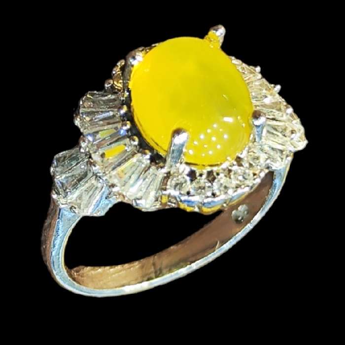 انگشتر نقره زنانه نقره جات بافندگان مدل  سنگ شرف الشمس کد 101