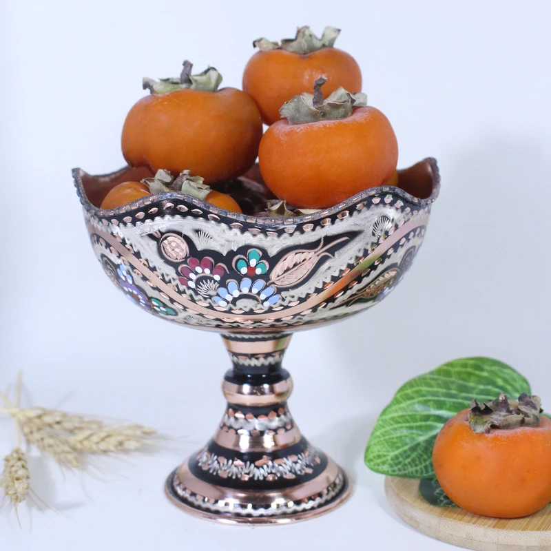 عکس شماره 3 : شکلات خوری میناکاری مسی طرح پایه دار کد 241