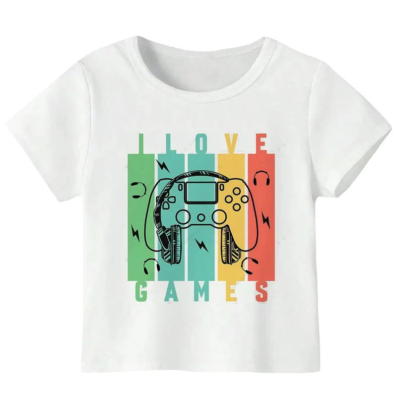 تی‌شرت آستین کوتاه پسرانه مدل W261 طرح دسته بازی رنگی رنگ سفید