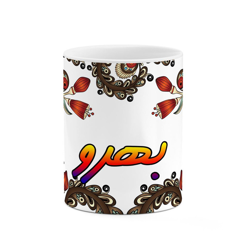 ماگ کاکتی مدل اسم بهرو طرح سنتی گل و بته کد mgh44233