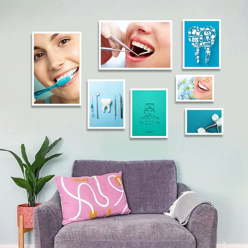 تابلو بکلیت طرح سلامت دندان و دندانپزشکی مدل شاین اکلیلی W-1321 مجموعه 7 عددی