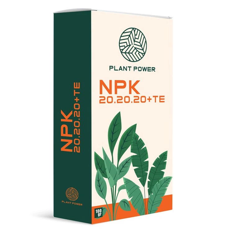 کود کامل NPK سه بیست پلنت پاور کد 20-20-20 وزن 100 گرم
