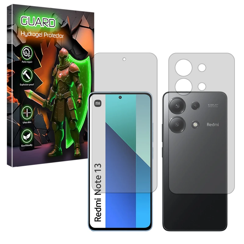 محافظ صفحه نمایش مات گارد مدل Tough مناسب برای گوشی موبایل شیائومی Redmi Note 13 4G به همراه محافظ پشت گوشی