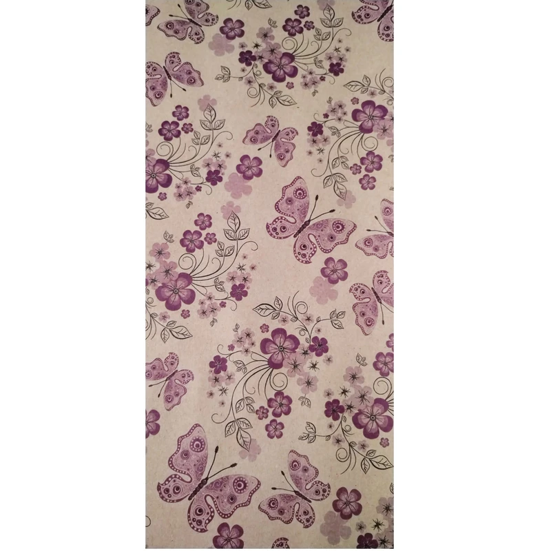 کاغذ کادو مدل کرافت طرح گل و پروانه سایز 70 *50 سانتی متر بسته 3 عددی 