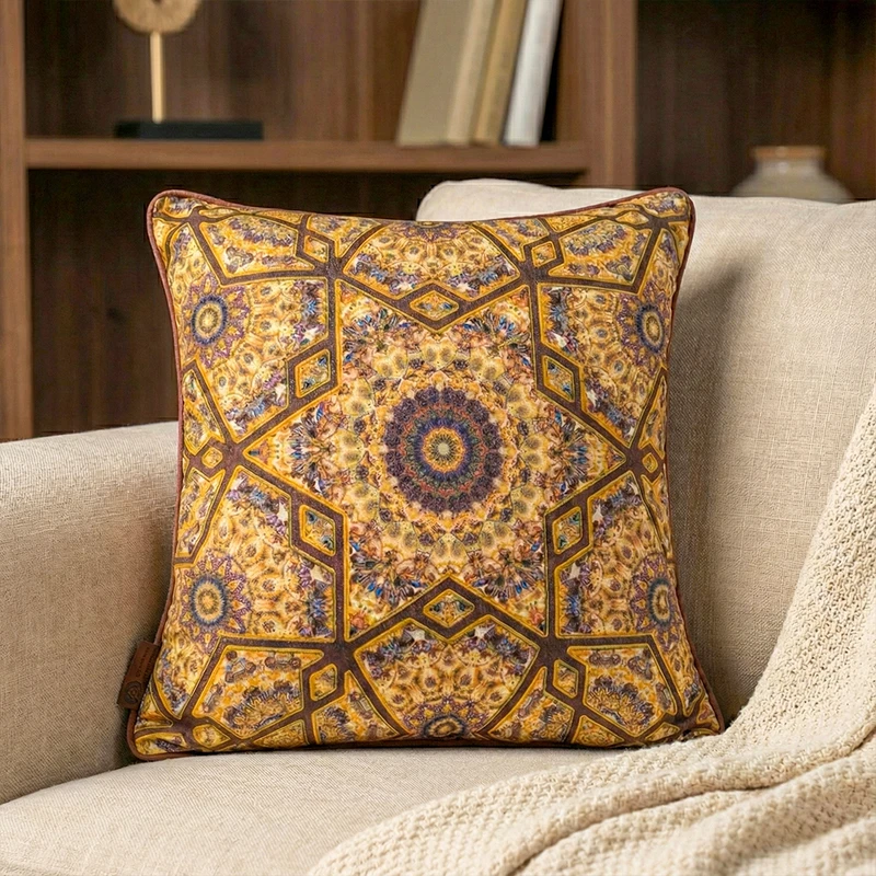 کاور کوسن آکام چوب مدل نقش کد AK-99 سایز 45*45 سانتی متر