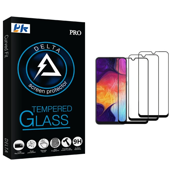 محافظ صفحه نمایش پی کی مدل Delta Glass مناسب برای گوشی موبایل سامسونگ Galaxy A10 بسته سه عددی