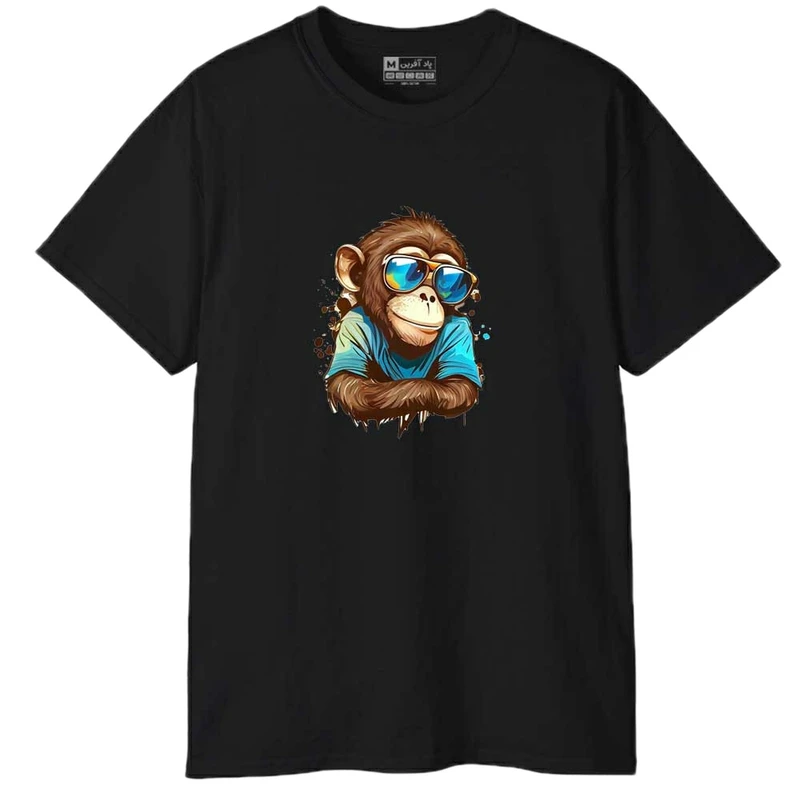 تی شرت آستین کوتاه مردانه پاد آفرین مدل میمون بامزه کد 0619