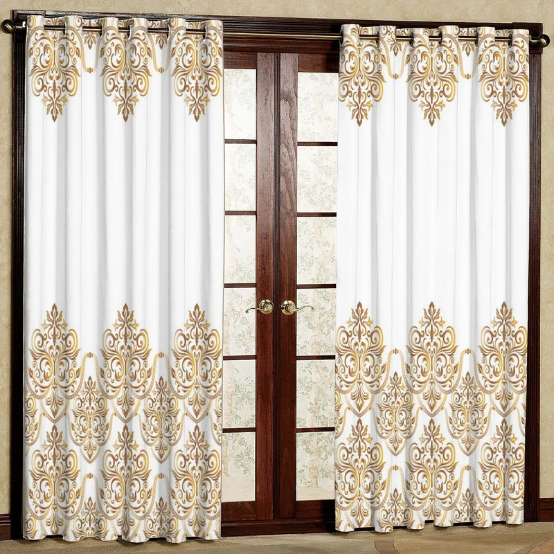 پرده بارمان دکور طرح اسلیمی مدل هازان پانچی کد 1489 W سایز 140x280 سانتی متر