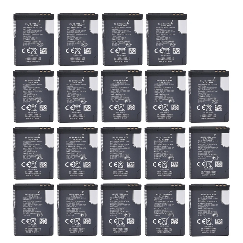 باتری موبایل مدل BL-5C با ظرفیت 1020میلی آمپرساعت مناسب برای گوشی موبایل نوکیا 5C بسته 19 عددی