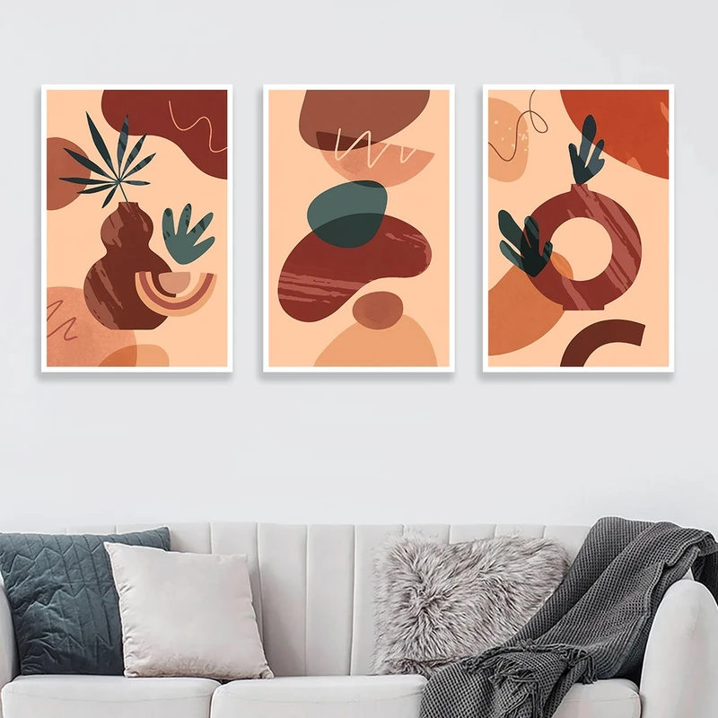 تابلو بکلیت طرح نقاشی مدرن مدل شاین اکلیلی W-959 مجموعه 3 عددی