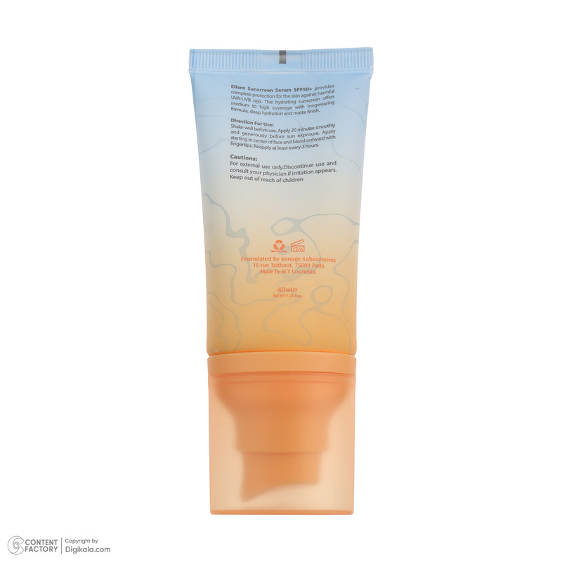 سرم  ضد آفتاب رنگی tinted صورت الارو SPF 50 مدل Hyaluronic acid ‌محافظ در برابر اشعه UVA و UVB مناسب برای انواع پوست حجم 40 میلی‌لیتر