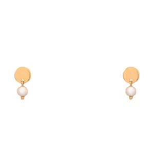 گوشواره میخی طلا 18 عیار زنانه الی گالری مدل سکه و مروارید کد 0.5