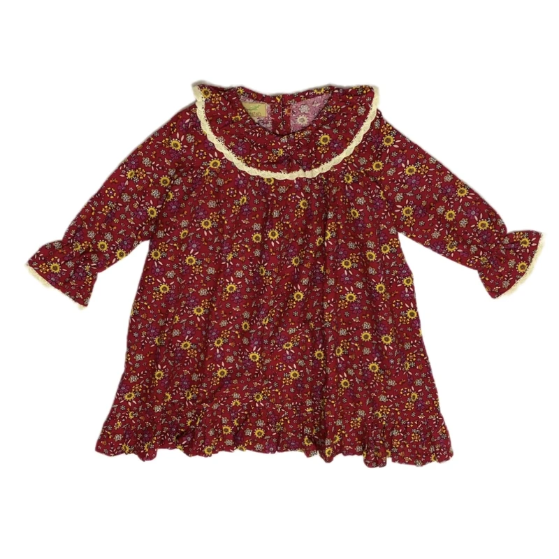 پیراهن آستین بلند یقه برگردان دخترانه مدل گل گلی