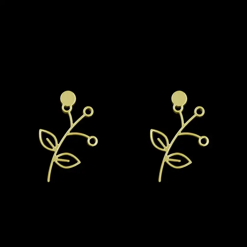 گوشواره طلا 18 عیار زنانه مدوپد مدل برگ کد GA1-15981