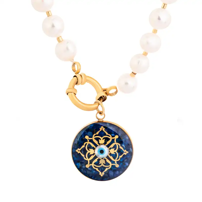 گردنبند زنانه الون مدل مروارید آویزدار ترنم