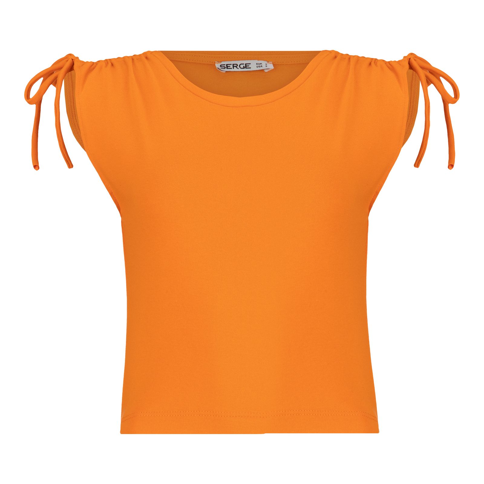 تاپ زنانه سرژه مدل 203379 سرشانه گت دار رنگ نارنجی -  - 1
