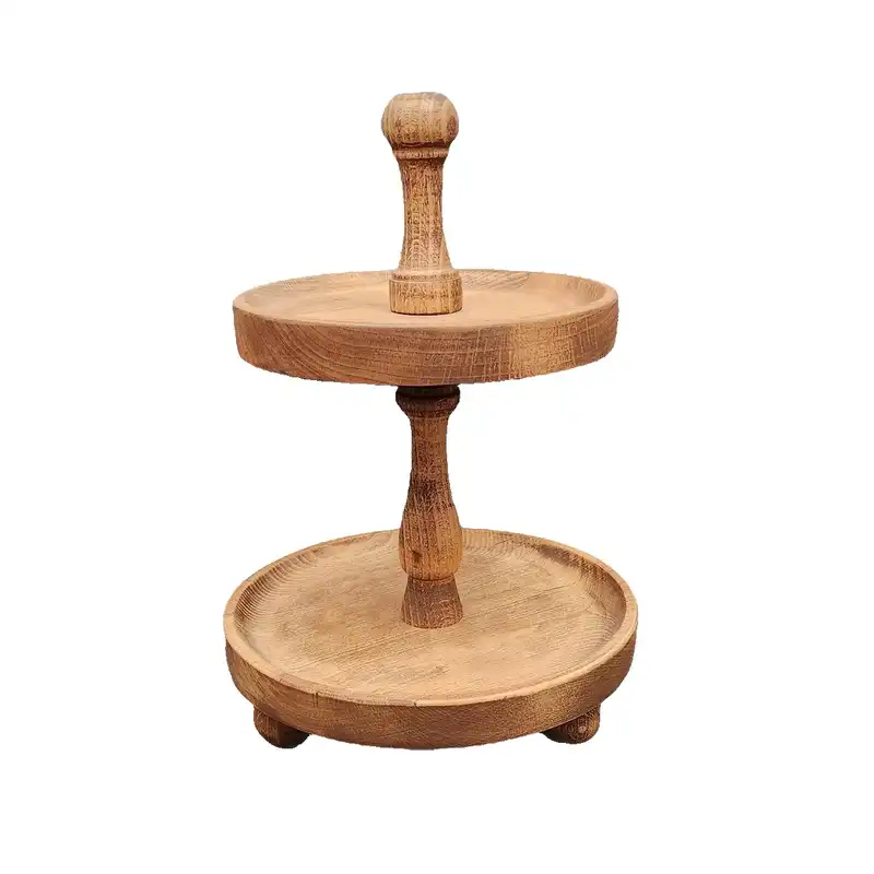 ظرف چوبی گردوچ مدل  گرد دو طبقه کد DK - 2022