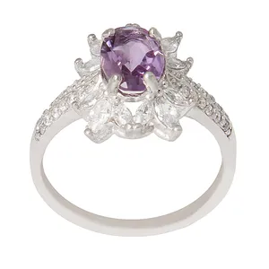 انگشتر نقره زنانه مدل آمیتیست تراش جواهری کد AWR_932