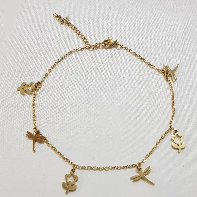 پابند زنانه مدل گل و سنجاقک 3323