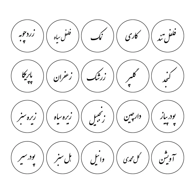 برچسب مدل نظم دهنده ادویه آشپزخانه طرح nast1 کد 08C مجموعه 20 عددی