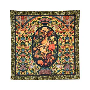 رومیزی مدل مخمل طرح گل و مرغ کد 109