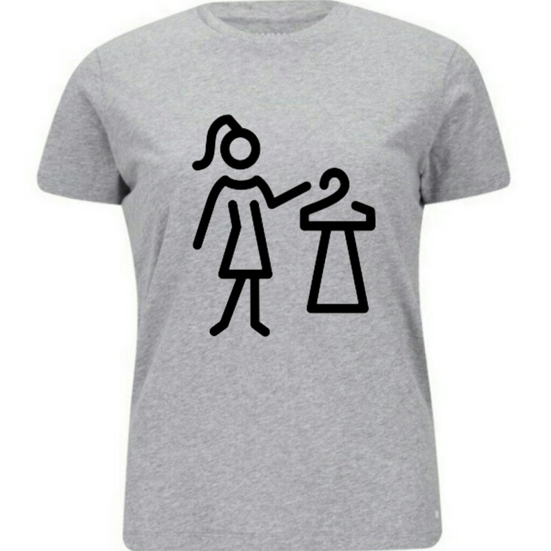 تی شرت آستین کوتاه زنانه طرح ادمک رنگ طوسی