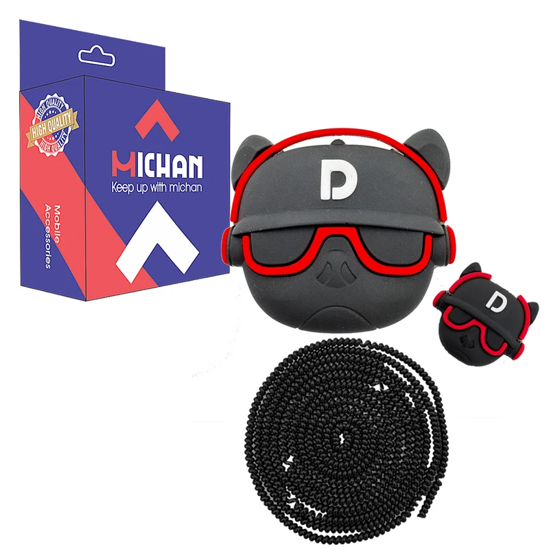 محافظ کابل و شارژر دیواری میچان مدل Bulldog مناسب برای شارژر اپل 3 پین مجموعه 4 عددی