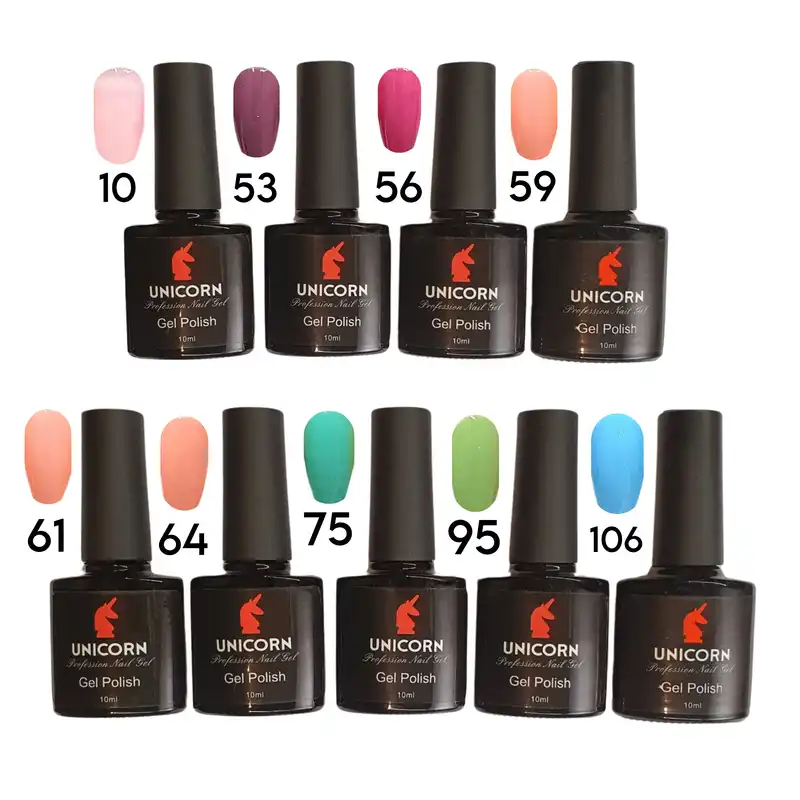 لاک ژل ناخن یونیکورن مدل C9 مجموعه 9 عددی