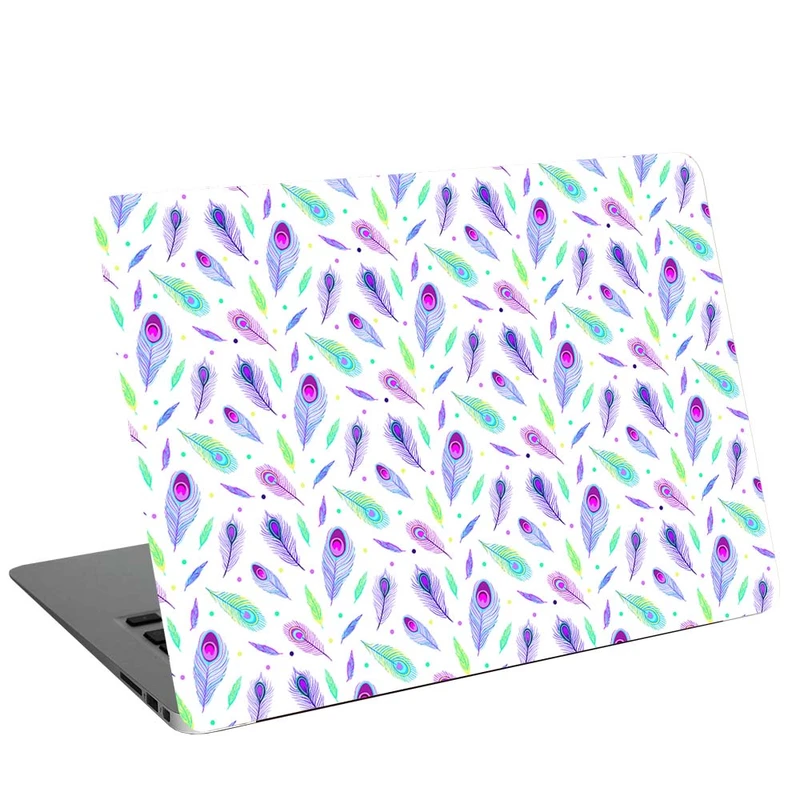 استیکر لپ تاپ طرح Multi color Feather In White Patern کد G-246 مناسب برای لپ تاپ 15.6 اینچ