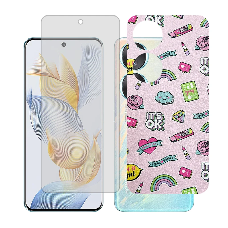 محافظ صفحه نمایش شفاف گلس مدل Together مناسب برای گوشی موبایل آنر 90 به همراه برچسب پوششی پشت گوشی