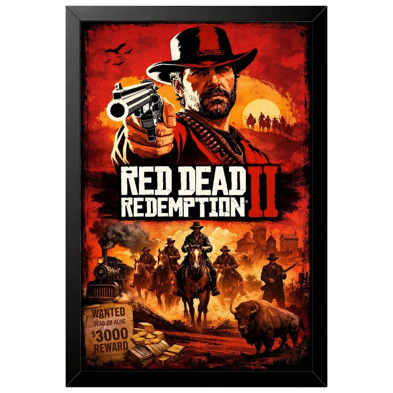 تابلو بکلیت طرح گیمینگ ردد red dead redemption 2 مدل B-po2285 فریم مشکی