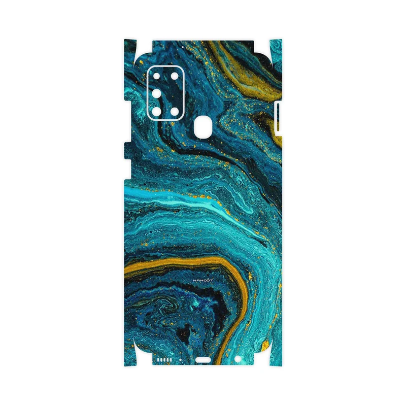 برچسب پوششی ماهوت مدل Turquoise marblewith golden streaks-FullSkin مناسب برای گوشی موبایل سامسونگ Galaxy A21s