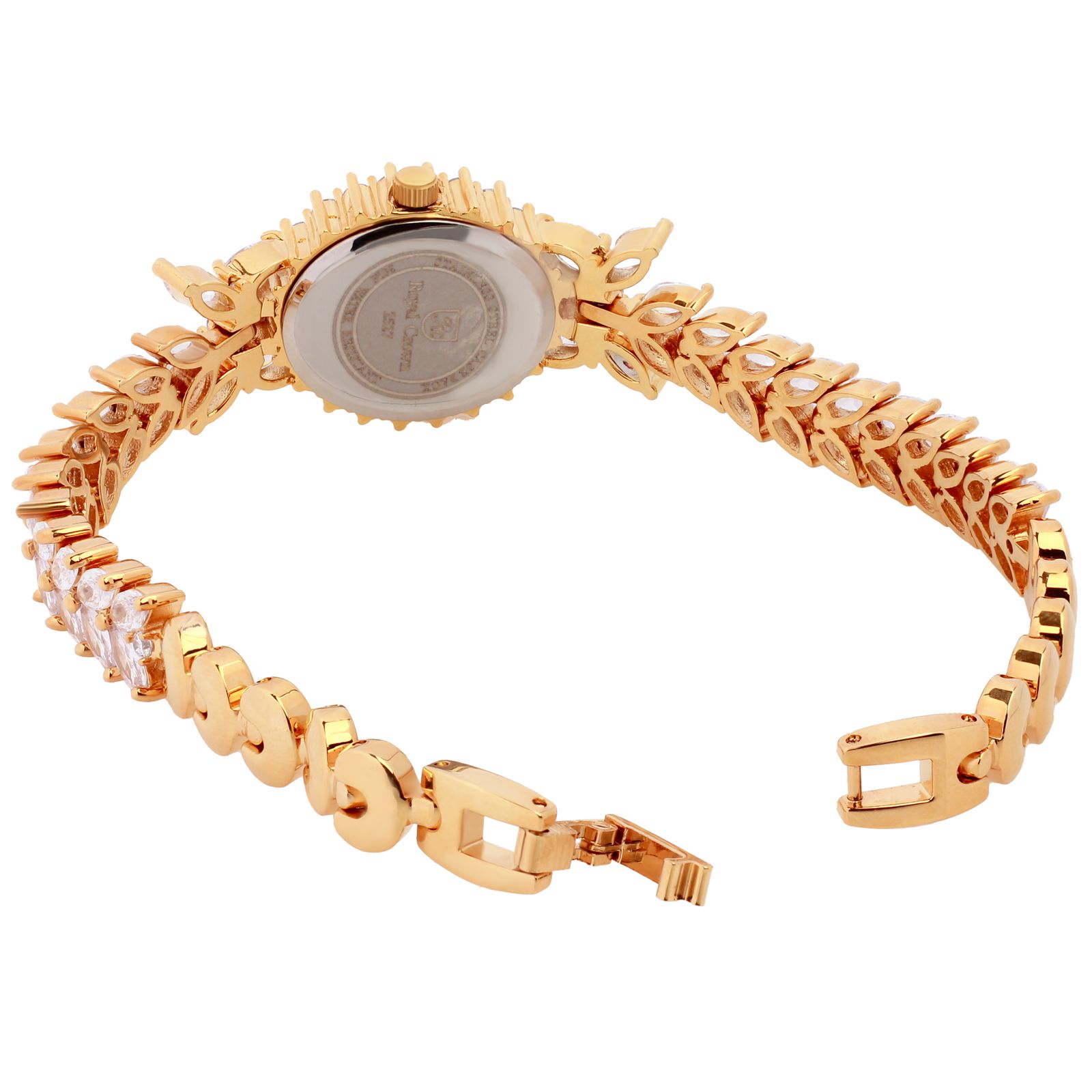 ساعت مچی عقربه ای زنانه رویال کرون مدل گلد نگین کاری - - 3