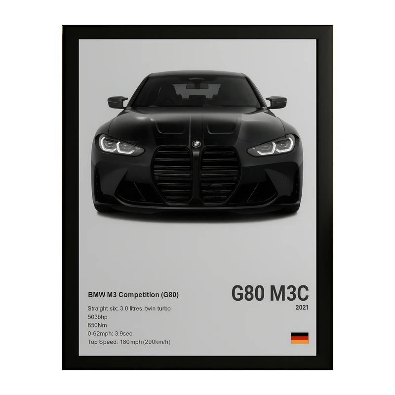 تابلو طرح بی ام و ام3 bmw m3 کد 01 فریم مشکی