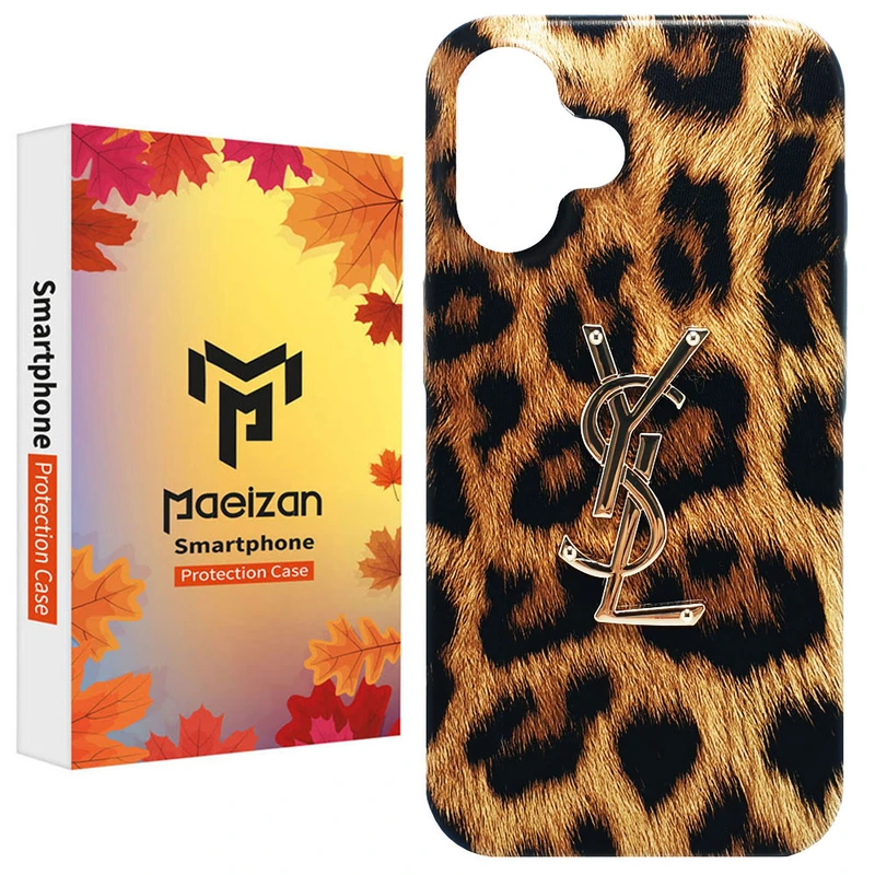 کاور پاییزان مدل YSL پلنگی طرح لاکچری مناسب برای گوشی موبایل اپل IPhone 16