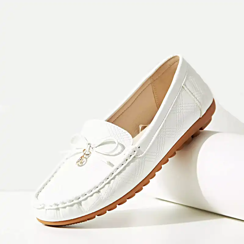 کفش کالج زنانه مکس مدل Perforated Slip-On Loafers with Bow Accent
