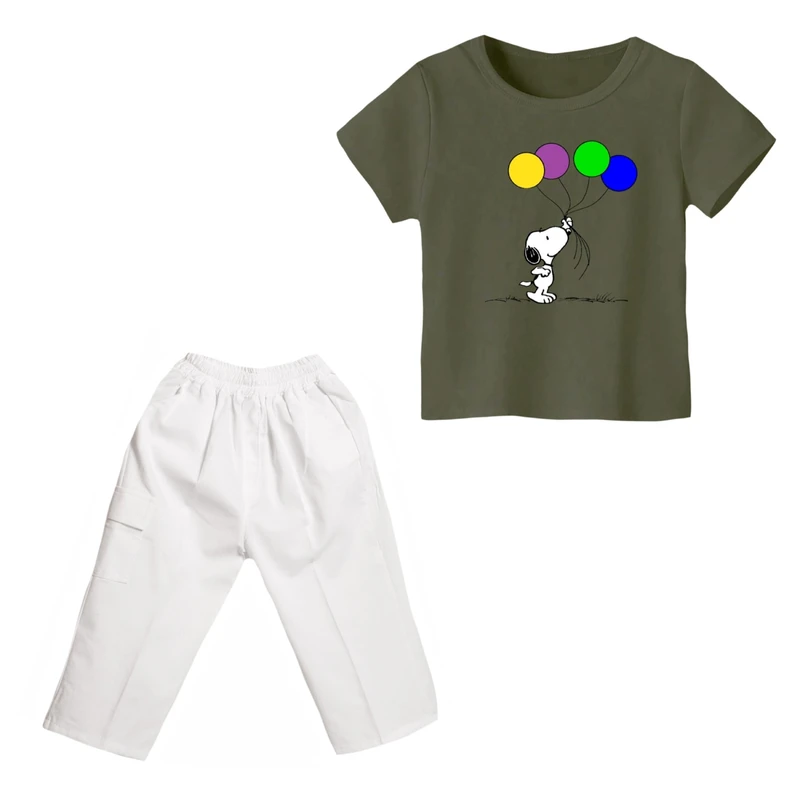 ست تی شرت و شلوارک پسرانه مدل اسنوپی کد ۶