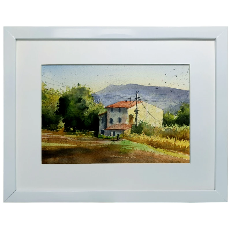 تابلو نقاشی آبرنگ به سبک امپرسیونیسم طرح کلبه کد 202 