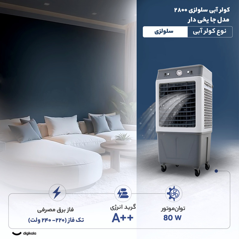 کولر آبی سلولزی 2800 مدل جا یخی دار