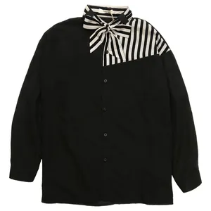 شومیز آستین بلند زنانه مدل  راه راه یقه کرواتی