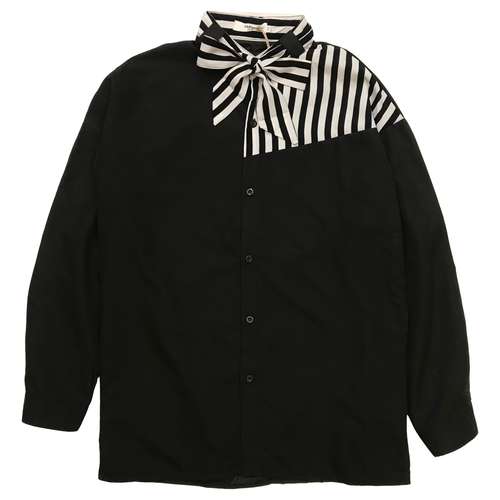 شومیز آستین بلند زنانه مدل  راه راه یقه کرواتی