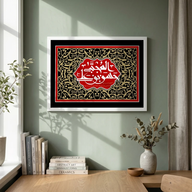 تابلو طرح شهادت امام حسن (ع) مدل G14292 فریم سفید