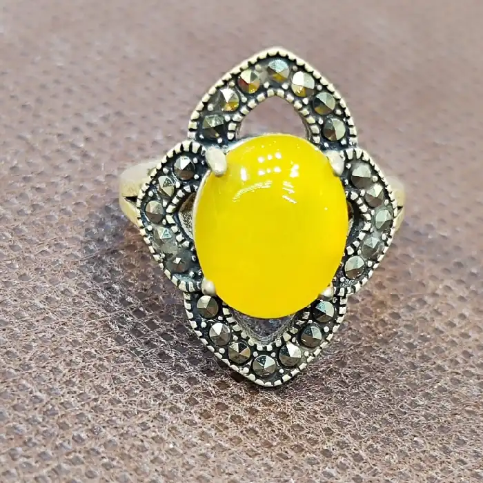 انگشتر نقره زنانه مدل سنگ شرف الشمس کد 100