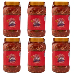 ترشی شور مخلوط تخمیری حاوی آب گوجه پامچال - 1070 گرم مجموعه 6 عددی