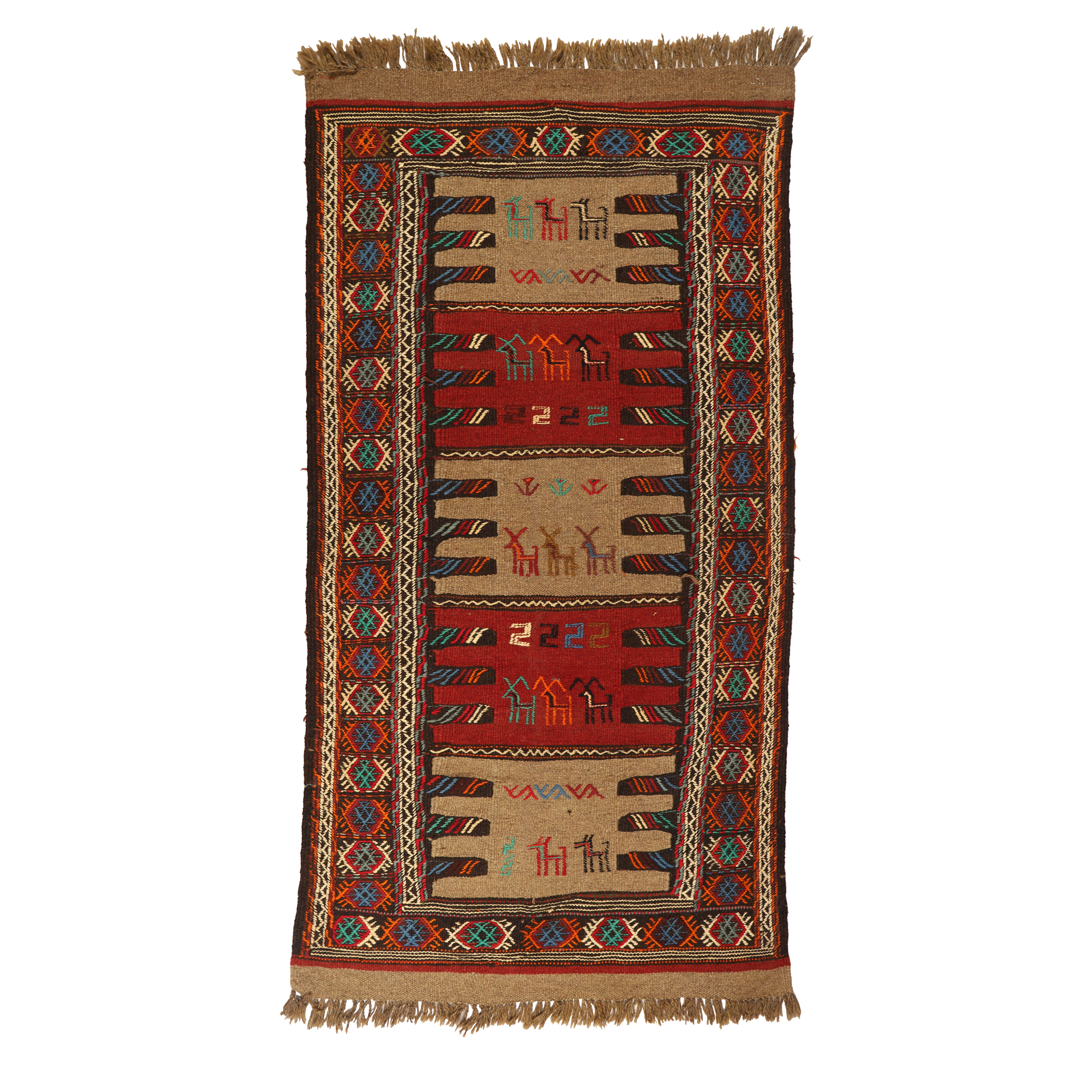 گلیم دستبافت دومتری طرح سفره کردی کد 1403117