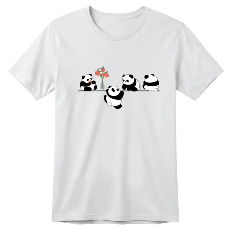 تی‌شرت آستین کوتاه بچگانه مدل پاندا های بامزه کد v12 