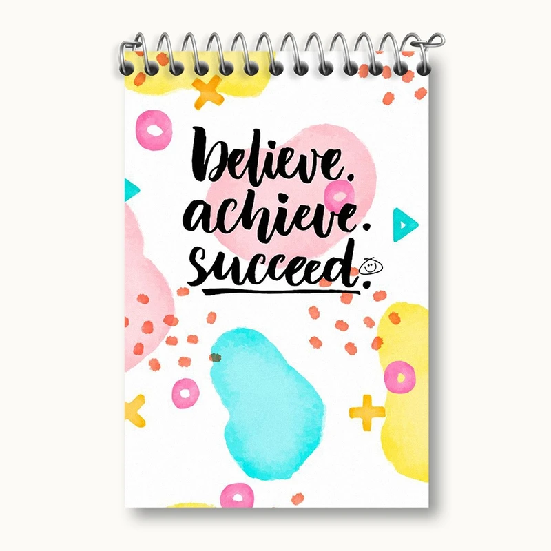 دفتر یادداشت 50 برگ خندالو مدل Believe Achieve Succeed کد F652